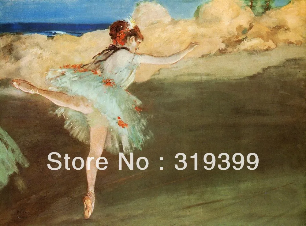 油絵複製リネンキャンバス、スターのダンサー上ポアントbyエドガー·ドガ、無料dhl無料、100%手作