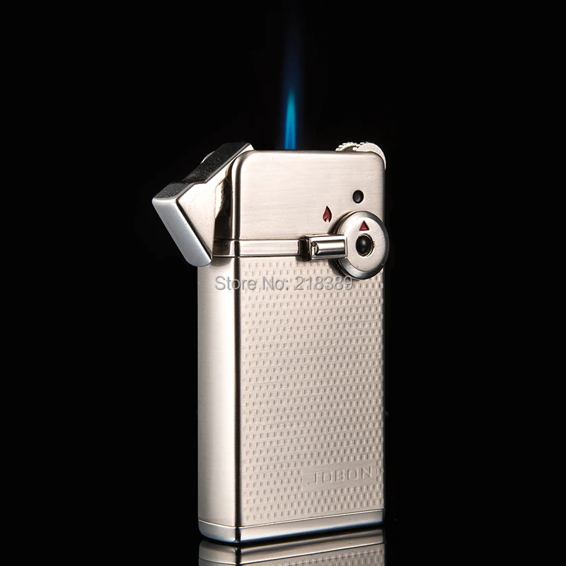 Jobon lighter thin man dual metal blue flame ignition character of high