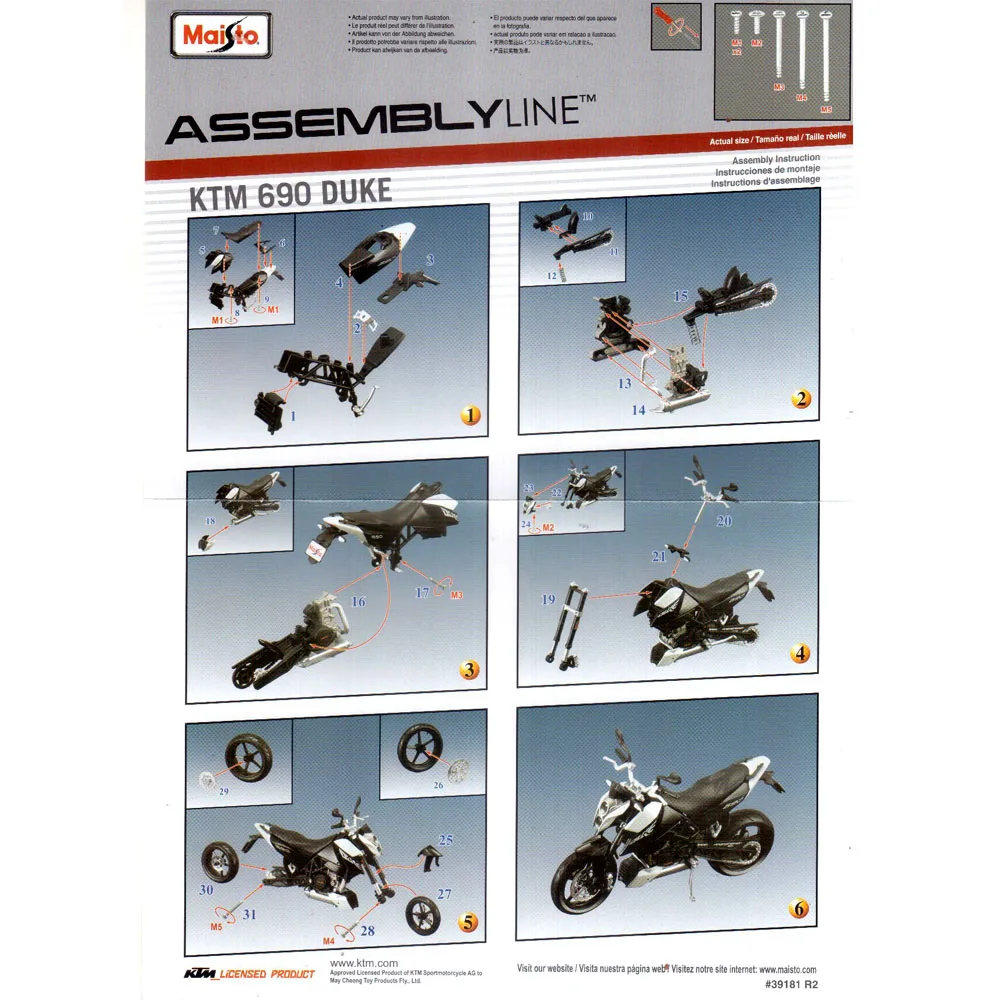 1:12 Масштаб ktm 690 duke DIY сборная линия Supermoto мини мотоцикл литый под давлением модель