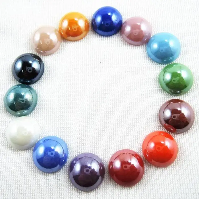 

Mixed Colors 12mm 30pcs Shiny Glass Half Flat Back Cabochons Beads Diy Jewelry Nail Art Home Decoration Craft Scrapbooking HA-22