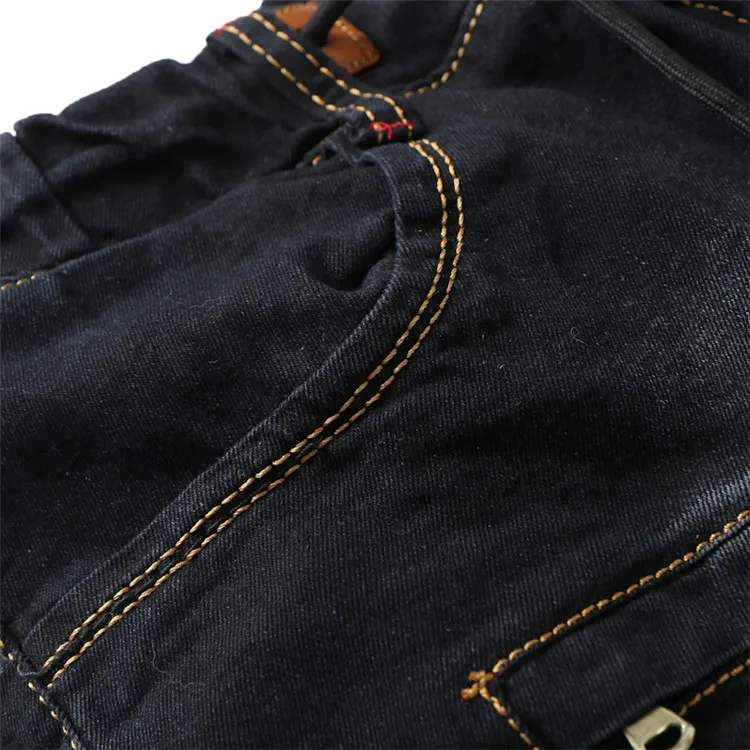 Для мужчин модные эластичные морщин боковой карман хлопок Чистый цвет Однотонные джинсы на осень-зиму облегающие мотоциклетные