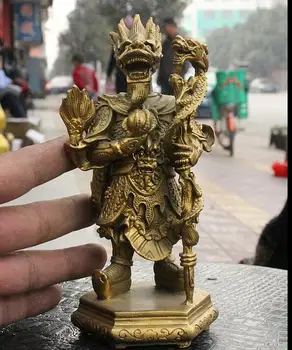 

zhmui8800626899+<<+Folk Chinese Feng Shui Brass Ancient Myth Dragon King Immortal God Stand Statue
