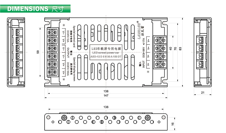 Lavalee Вход DC9-36V DC12V/24 В до 5 В пост 30A 150 W/40A 200 W/60A 300 W светодиодный индикатор питания дисплея питания