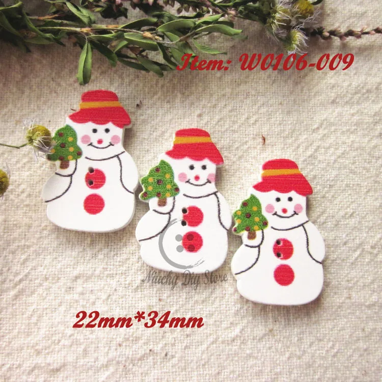 Christmas Tree snowman Wooden Buttons Fit Sewing scrapbooking decoration 34mm 