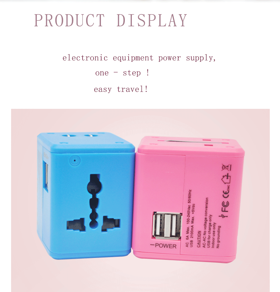 Universal Travel Adapter Electric Plugs Sockets Converter US AU UK EU with Dual USB Charging 2.1A Electrical Power Plug European (1)