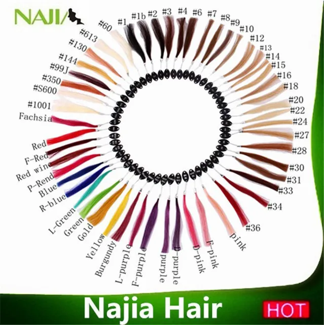 Najia Hair Colour Ring Color Chart With 32 Colors For Human Najia Hair Colour Ring Color Chart With 32 Colors For Human Extensions Match Beauty Salon Use