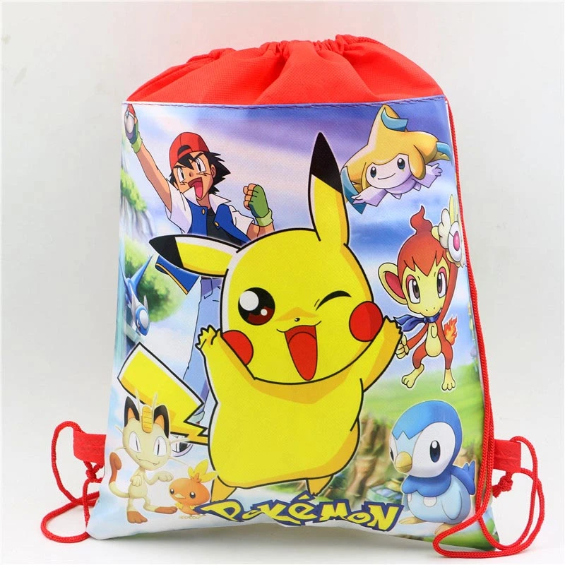 Rouge Pikachu Partie D Anniversaire Sacs Enfant Faveurs Sac A Dos De Partie Decoratios Pokemon Aller Cordon Cadeau Sacs Enfants Shopping Sac 10 Pc Aliexpress
