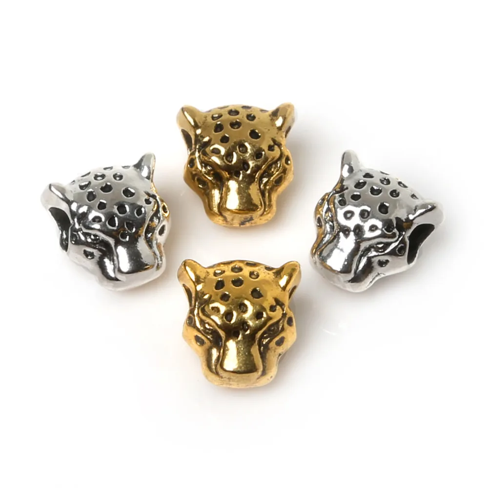 New Fashion Charms Beads 10pcs/lot Antique Gold Silver Color Leopard