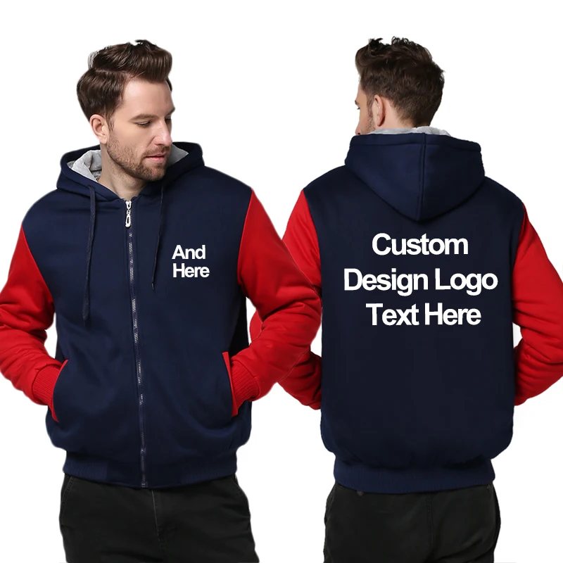  US Size Custom Mens Hoodies DIY Print LOGO Design Hoodie Winter Fleece Thicken Coat Jacket Sweatshi