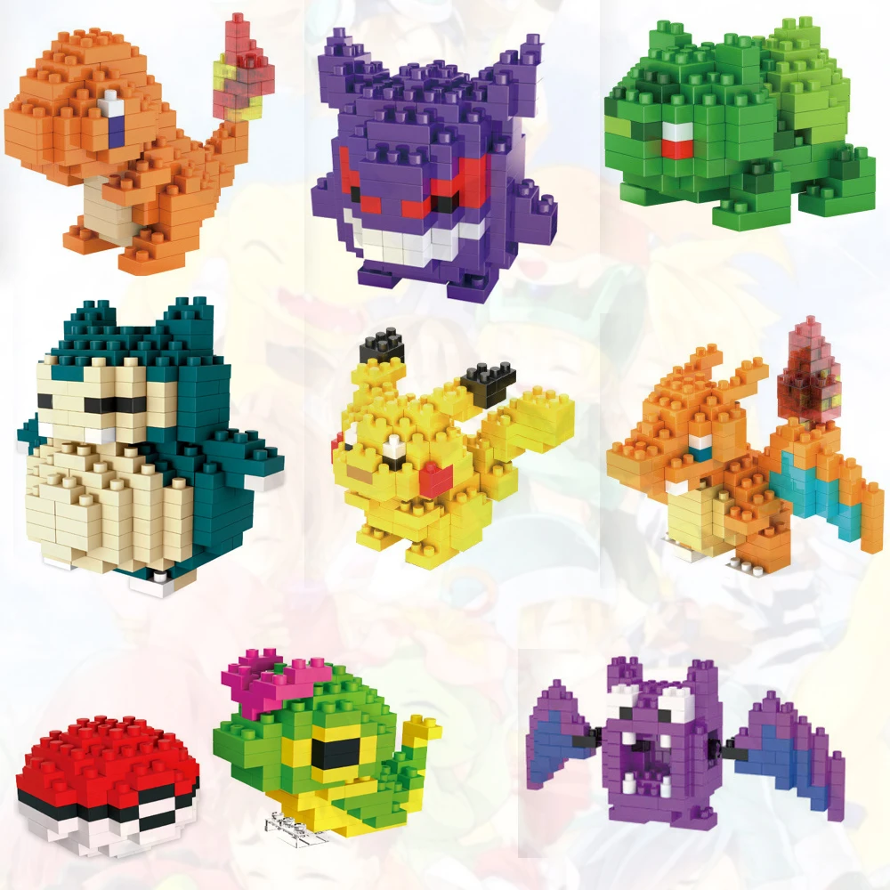 

Alpinia Game Pikachu Building Blocks Toys Kawaii Snorlax Charmander Mini 3D DIY Model Building Block Compatible with Lego Toys
