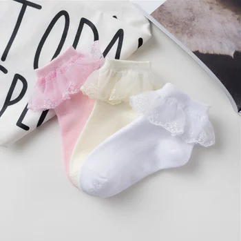 

kids baby socks pretty princess cotton casual ruched solid Breathable summer socks toddler girl sock 0-12T