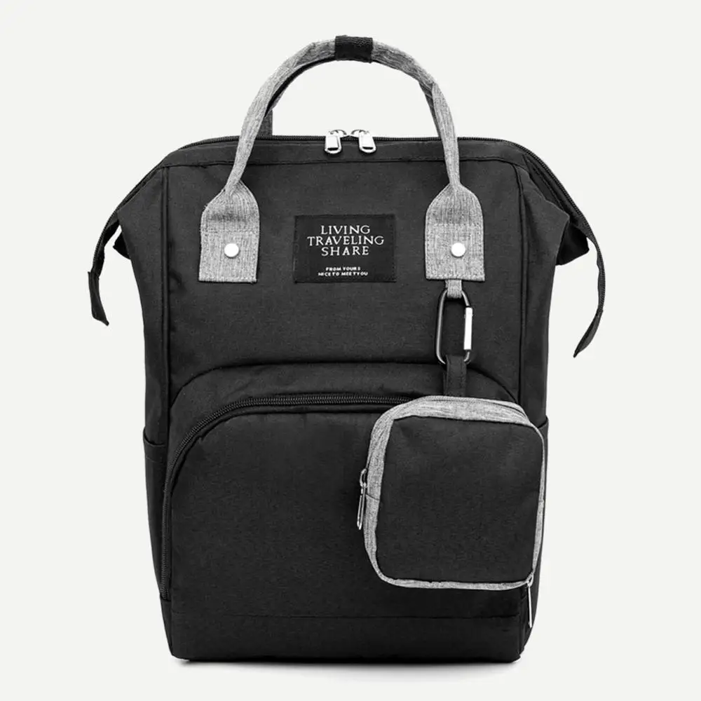 Модная сумка для подгузников для мам, Одноцветный рюкзак для мам, рюкзак для путешествий, большая вместительность, сумка для пеленки для ухода за ребенком, рюкзак для ухода за ребенком - Цвет: Black Grey