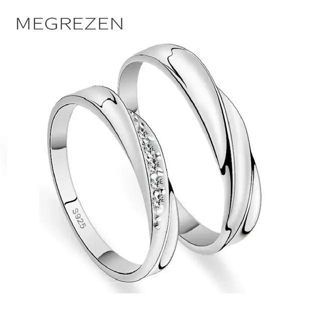 megrezen couples engagement rings silver jewelry wedding rings pair crystal ring for men and women anillos - Couples Wedding Rings megrezen couples engagement rings silver jewelry wedding rings pair crystal ring for men and women anillos - Couples Wedding Rings