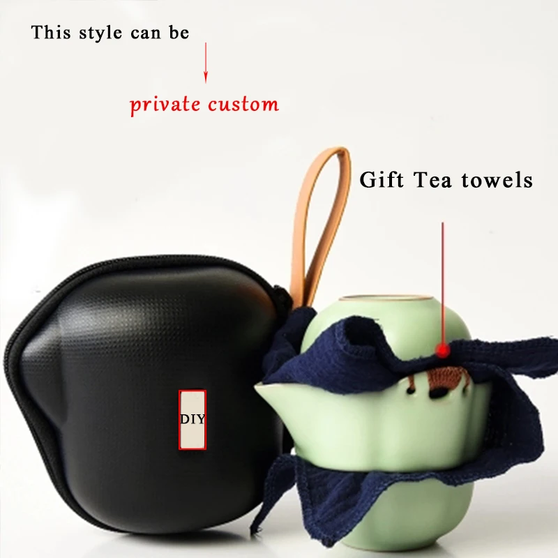 Chinese Kung Fu Ceramic Tea Set, Portable Teapot Set, Travel Gaiwan Tea Cups of Ceremony, Teacup Fine Gift