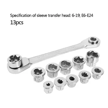 

13pcs 6-19E6-E24 Socket Wrench Set CR-V Drive Ratchet Wrench Spanner Sleeve Adapter Heads Car Household Air-conditioning screw