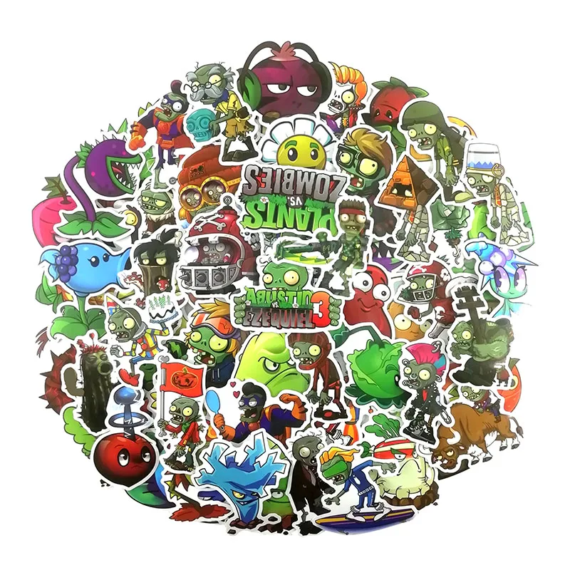 50 قطعة/المجموعة النباتات Vs الكسالى الكتابة على الجدران ملصقات لأجهزة الكمبيوتر المحمول حقيبة الأمتعة الدراجة لوح التزلج سيارة شارات الفيني...