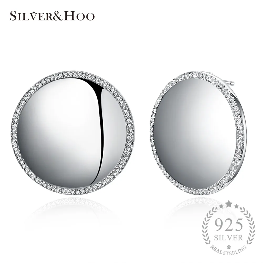 

SILVERHOO Clear Crystal Silver Color Stud Earrings 925 Sterling Silver Jewelry Made with Austrian Crystal Round Jewelry Gift