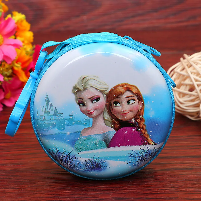 

Tinplate & Polyester Coin Purses Princess Zipper Key Holder Elsa Anna Earphone Bag Mermaid Girls Gifts Snow White Mini Pouch