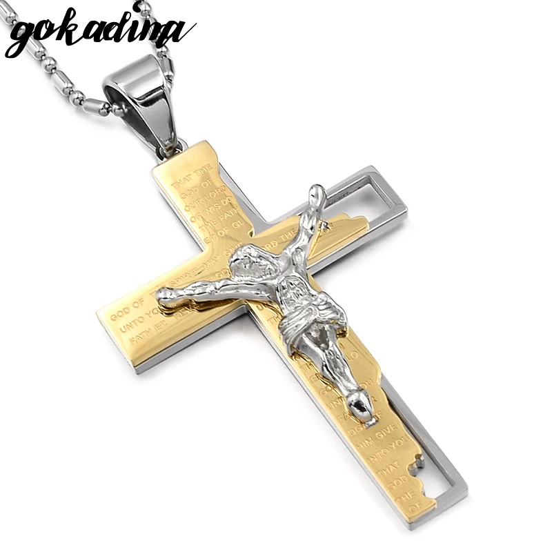 

GOKADIMA Fashion Stainless Steel Cross Pendant Necklace Men Jewelry Christmas Gift Party High Quality 2019 New WP652