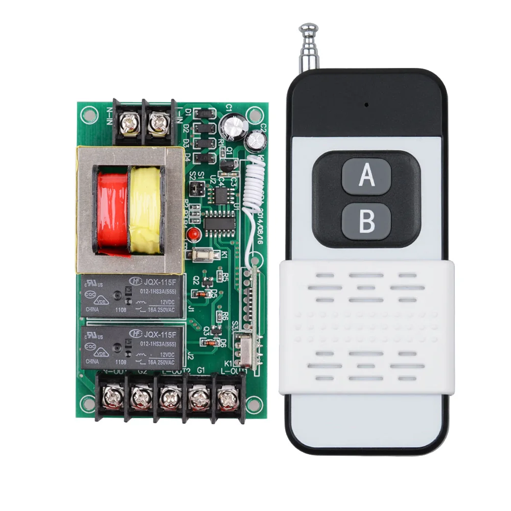 

AC 220V 15A 2CH Wireless Switch Remote Control System For Light Lamp Water Pump Electrical Machine ON OFF + 200M Transmitter