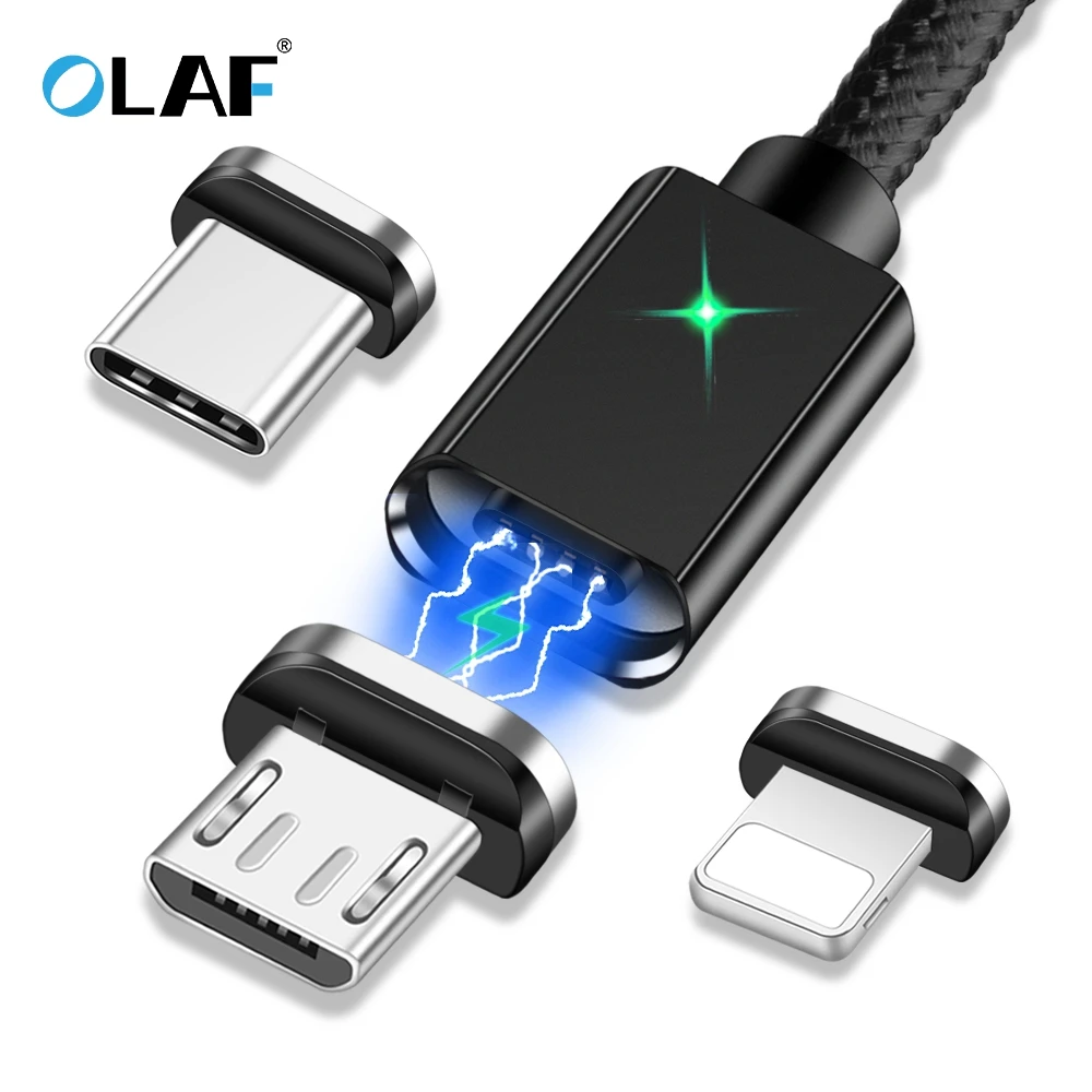

OLAF Magnetic Cable 1M Type C Micro USB C 8 pin Fast Charging Adapter Phone Microusb Type-C Magnet Charger For iphone X 7 6 cord