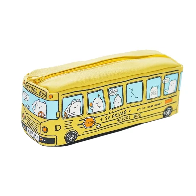 Kawaii креативный чехол для карандашей школьный автобус Большая вместительная автомобильная сумка для карандашей канцелярская ручка Коробка органайзер сумка принадлежности для детей подарок - Цвет: Цвет: желтый