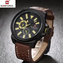 NAVIFORCE модные спортивные часы для мужчин кожаный ремешок аналог кварцевые часы для военных наручные Авто Дата clcok relogio masculino