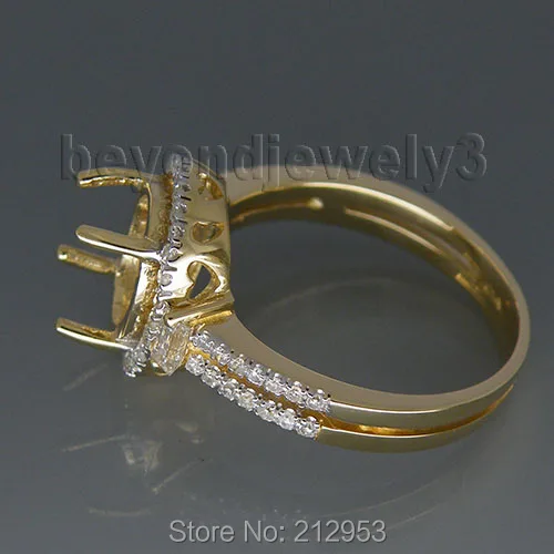 Овальное 8x10 мм 14Kt желтое золото 0.62ct Багеты обручальное женское полукрепление обручальное кольцо