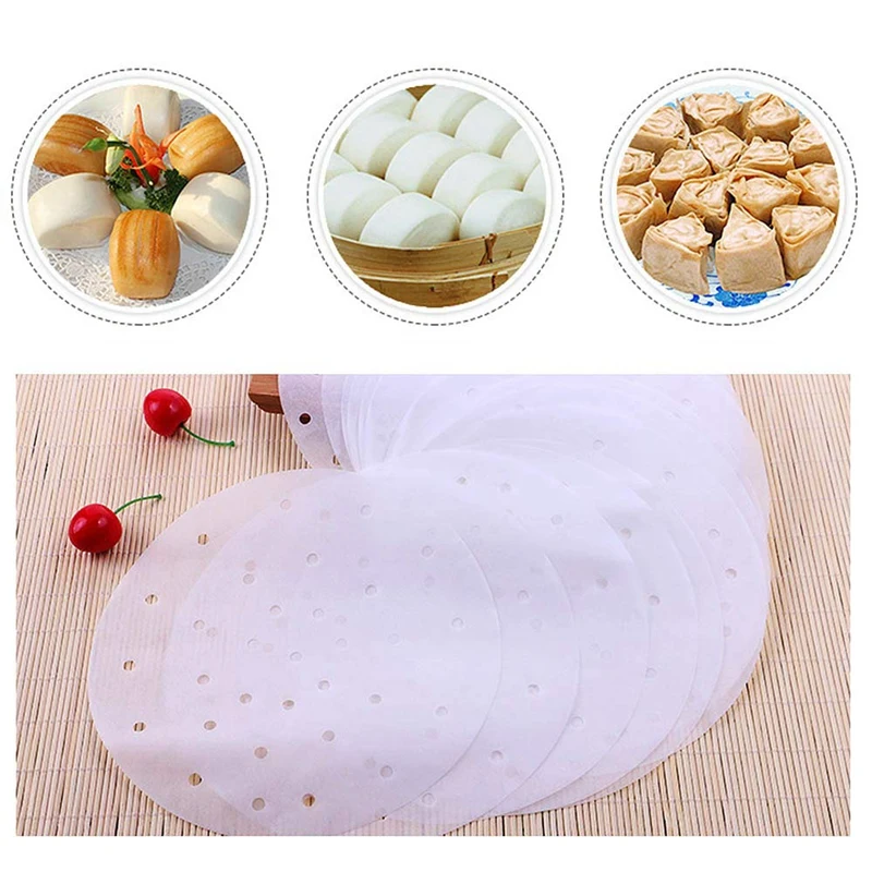 Air Fryer Liner,200 Pcs Perforated Parchment Paper/Bamboo Steamer Paper/Parchment Paper Circles For Air Fryer,Steaming Basket