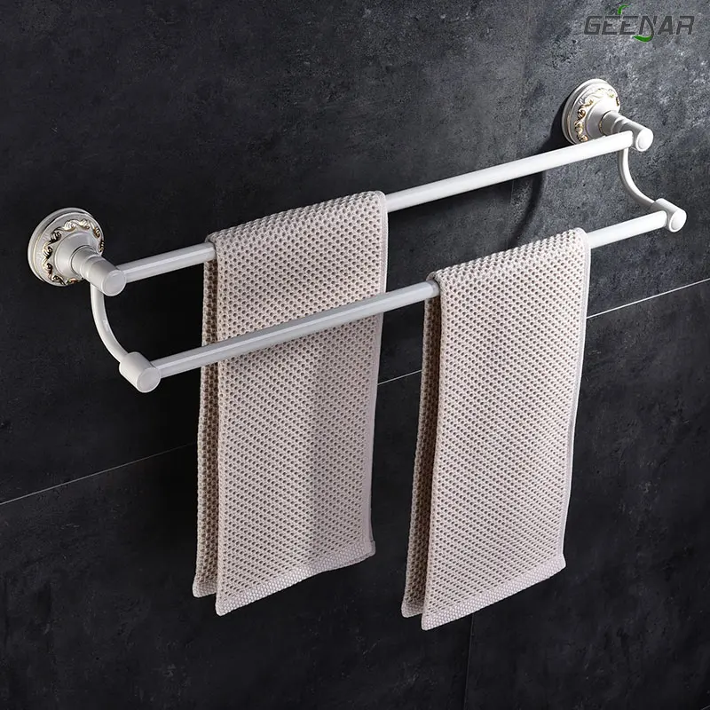 Ivory white towel rack space aluminum bath European pendant bathroom