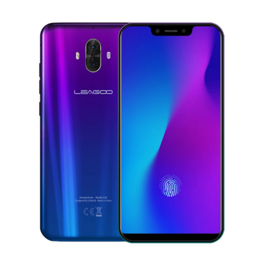 LEAGOO S10 4G 6 21 дюймов 19:9 дисплей Android 8 1 ГБ ОЗУ 128 Гб ПЗУ 9 В/2A 20MP отпечаток пальца