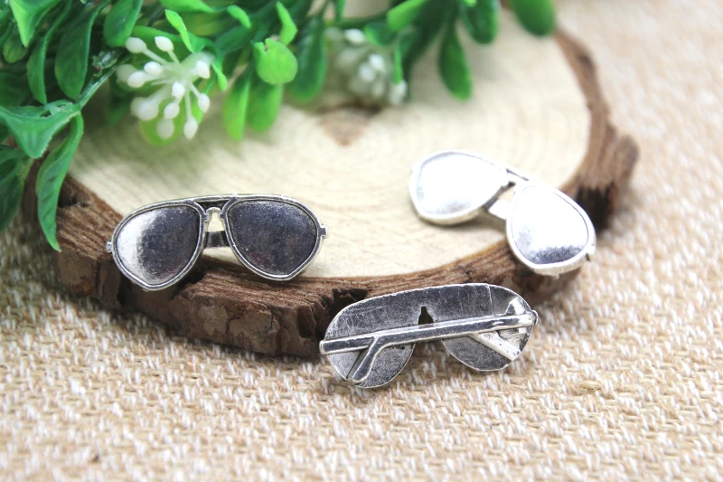10pcs sun glasses charm silver tone 3D sun glasses charm pendants 29x12x4mm