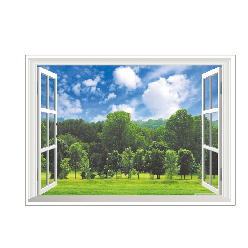 Пейзаж природы 3D вид на окна наклейки на стену для гостиной спальни декоративные украшения для дома ПВХ Декор настенные наклейки - Цвет: ZYPA-14170-N