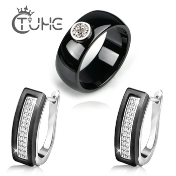 

8MM Width Smooth Ceramic Rings U Shape Ceramic Stud Earrings For Women Elegant Style Fashion Ceramic Jewelry Wedding Party Gift
