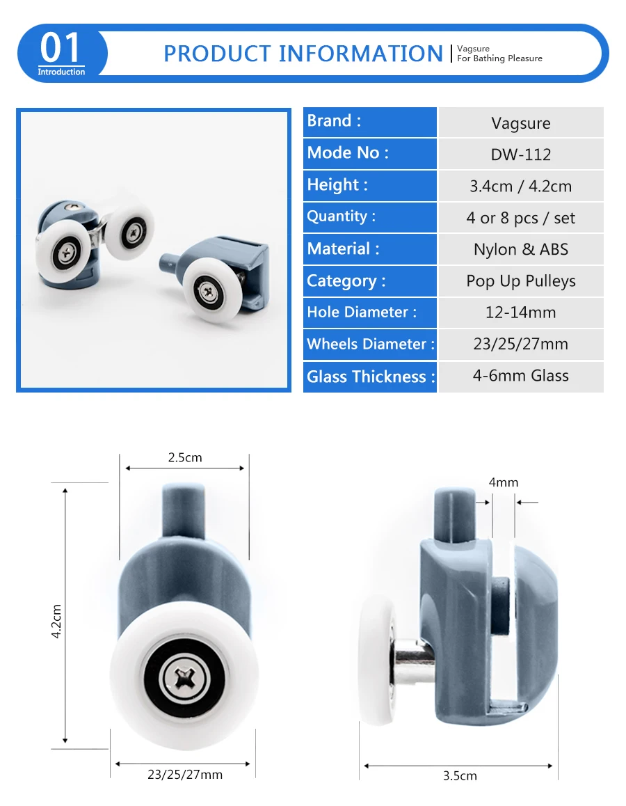 До 4 никель-металл-8 шт./компл. Двойной верхний один вниз 23 мм/25 мм/27 мм хромированные колеса раздвижные двери подшипник ролики оборудования для душевой кабины