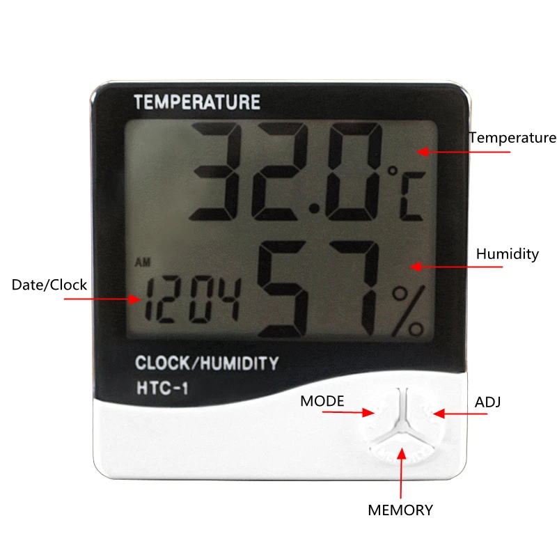 Метеостанция HTC-1/HTC-8 домашний Цифровой термометр гигрометр настенный электронный измеритель температуры и влажности Будильник
