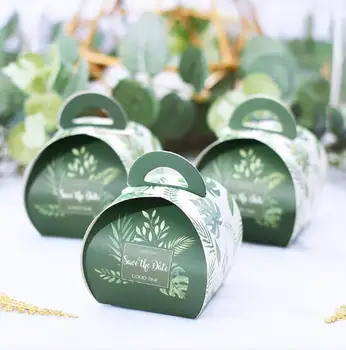 

100 x Creative Green Leaves Save the Date Wedding Favors Candy Boxes Party Gift Box Bomboniera Sugar Chocolate Box Giveaways Box