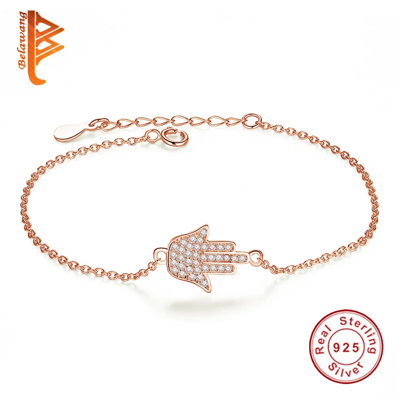 BELAWANG, детский подарок, очаровательный браслет, рука Фатимы, браслеты с амулетом Хамса для женщин, 925 пробы, серебряный браслет дружбы, женские браслеты