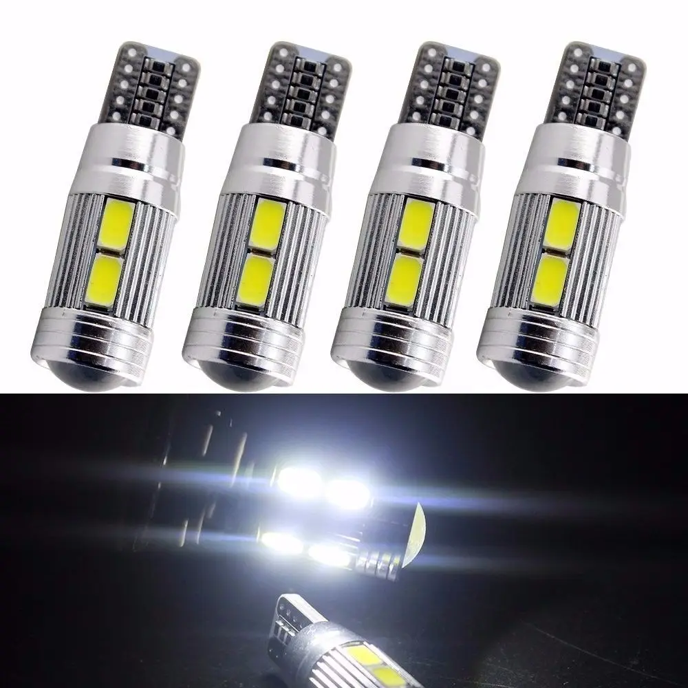 4X12V Lampada Pingo Led T10 W5W Samsung Chip 5000K -6000K Luminio Canbus Canceller 10Smd Branco