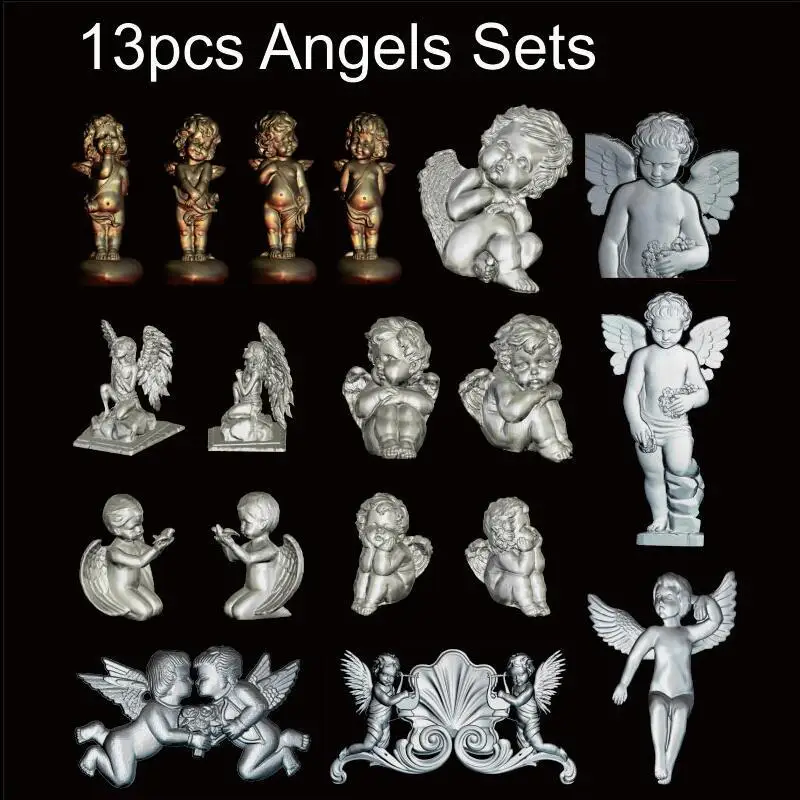 13 шт. наборы ангелов 3d модель STL рельефа для ЧПУ формат Angel relief маршрутизатор