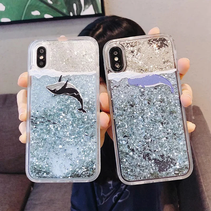 

Glitter Dynamic Liquid Quicksand Ocean Sea Dolphin Case For OPPO Reno F9 Pro F7 F5 F1S A3S A7 AX7 A83 A79 A73 A59 A57 A39