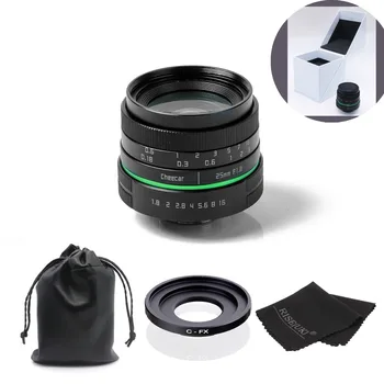 

New green circle 25mm CCTV camera lens For Fujifilm X-E1,X-Pro1 with c- fx adapter ring +bag+big box+gift