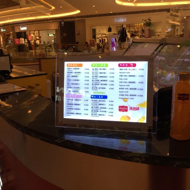 Cafe Shop A4 Acrylic Frameless LED Edge lit Display Menu Lightbox for