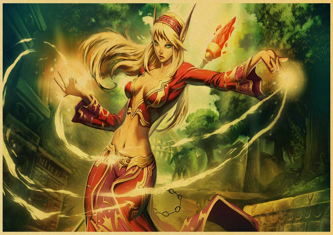 ВИНТАЖНЫЙ ПЛАКАТ World of Warcraft в стиле ретро высококачественный печатный рисунок