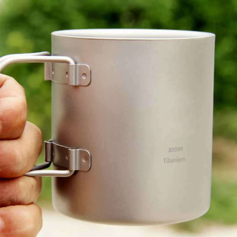 

Keith 300ml Cup Folding Handle Double-wall Titanium Mug With Lid For Camping Travel Hiking Drinkware Copos KS812