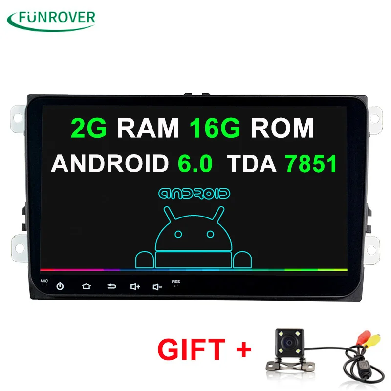 9 inch Android 6.0 Car DVD Player 2din Radio Gps Stereo Multimedia PC 2G+16G in dash for vw Skoda tiguan passat cc golf touran