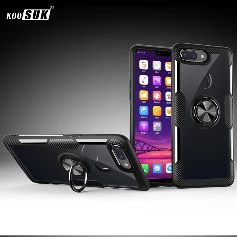 

For Huawei Honor View 20 Case Cover Luxury Transparent PC+Carbon Fiber Protection Ring Magnetism sFor Honor V20 Caque PCT-AL10