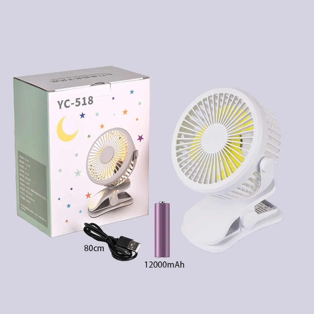 

2-in-1 Multifunctional USB LED Night Light Summer Fan Mini Quiet Base Clip Type Desktop Fan Rechargeable