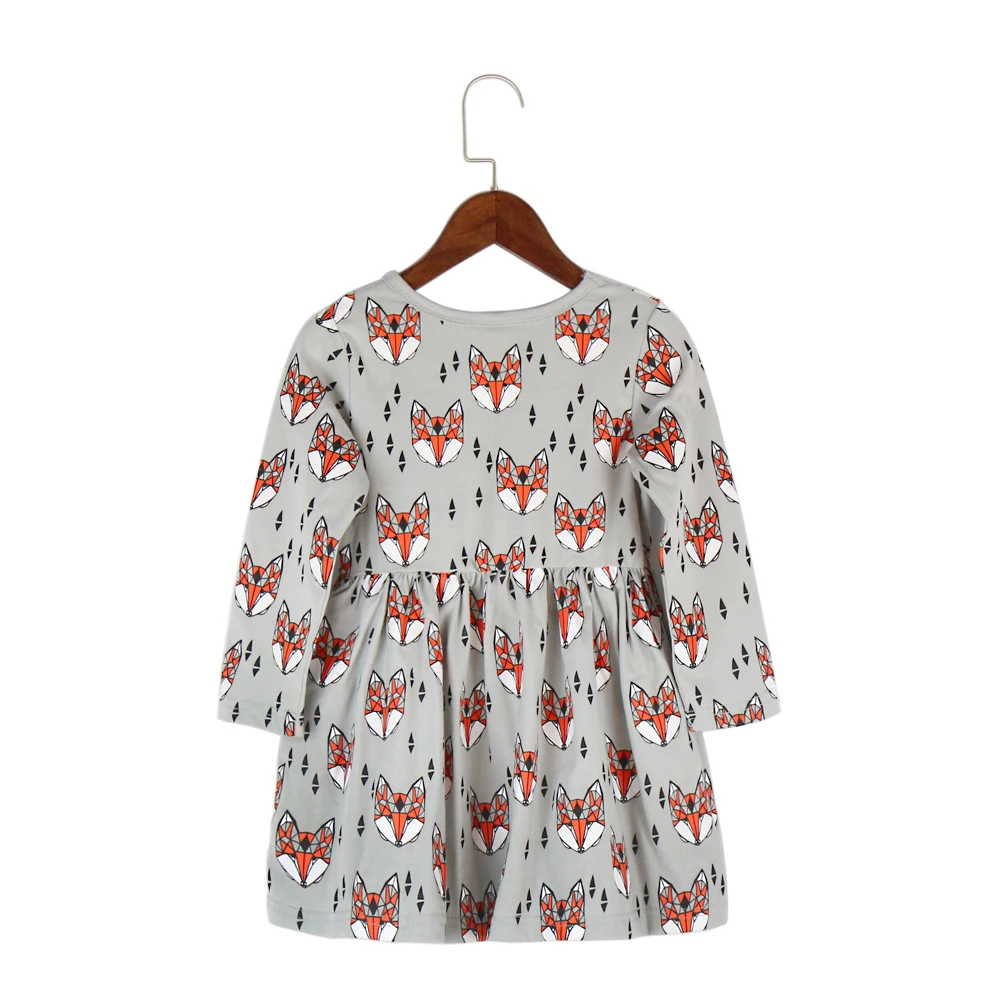 INLLADDY Robe Filles Enfants Impression De Renard Dessin Anim/é Manches Longues Fille Robe De Princesse
