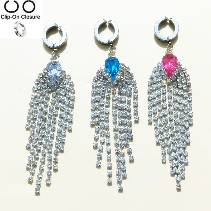 

Crystal tassel fake Belly Button Rings 316l Surgical Steel Body Jewelry Belly Piercing Rings Sexy Fake Navel Piercing Ombligo